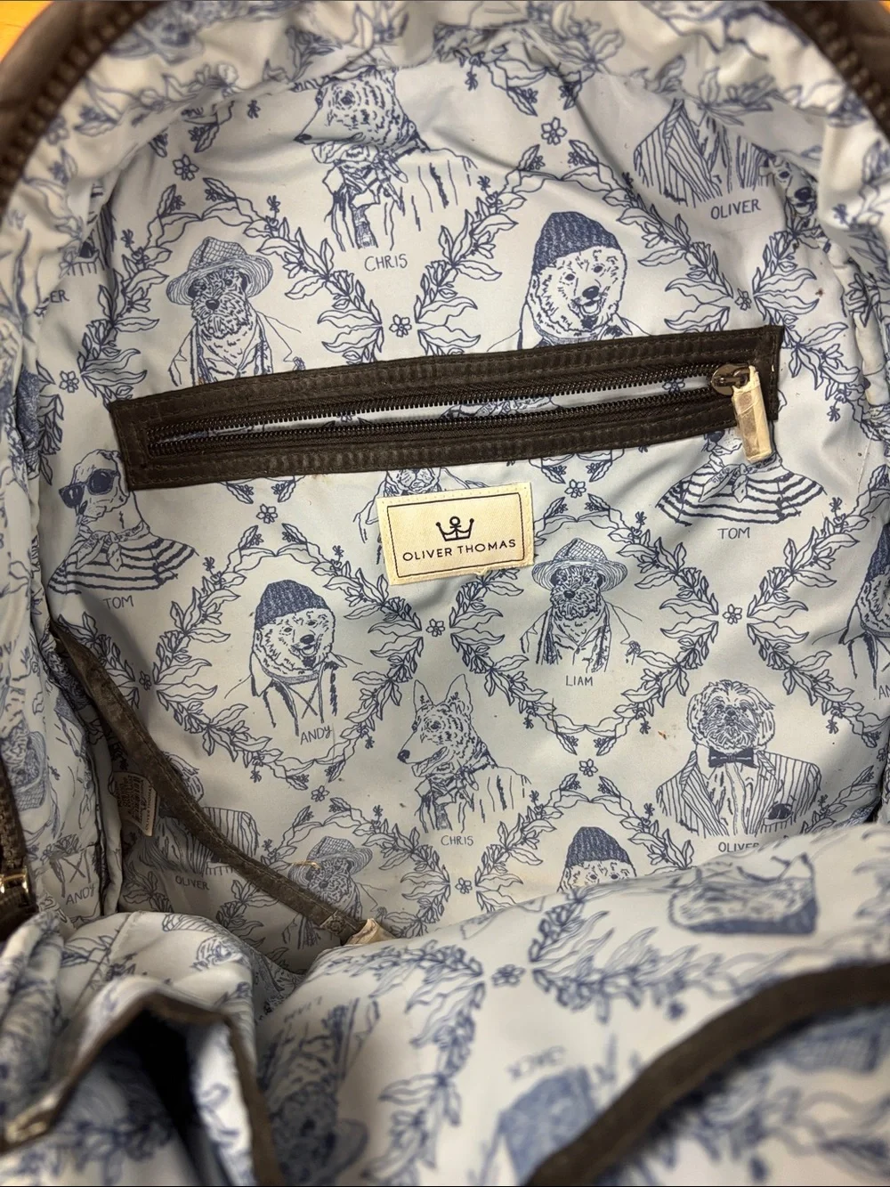 Oliver Thomas Black Quilted Backpack with White Stripe